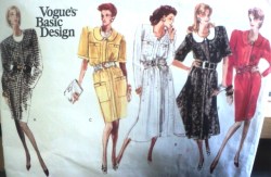 2103 EZ VOGUE SS-LS BUTTON POCKET TAPER-FLARE DRESS PATTERN 8-12 uncut